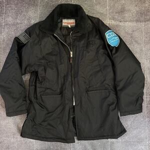 Men's Tuff Guard Black Quilted Insulated Zip Up CGS Security Coat Jacket Sz S